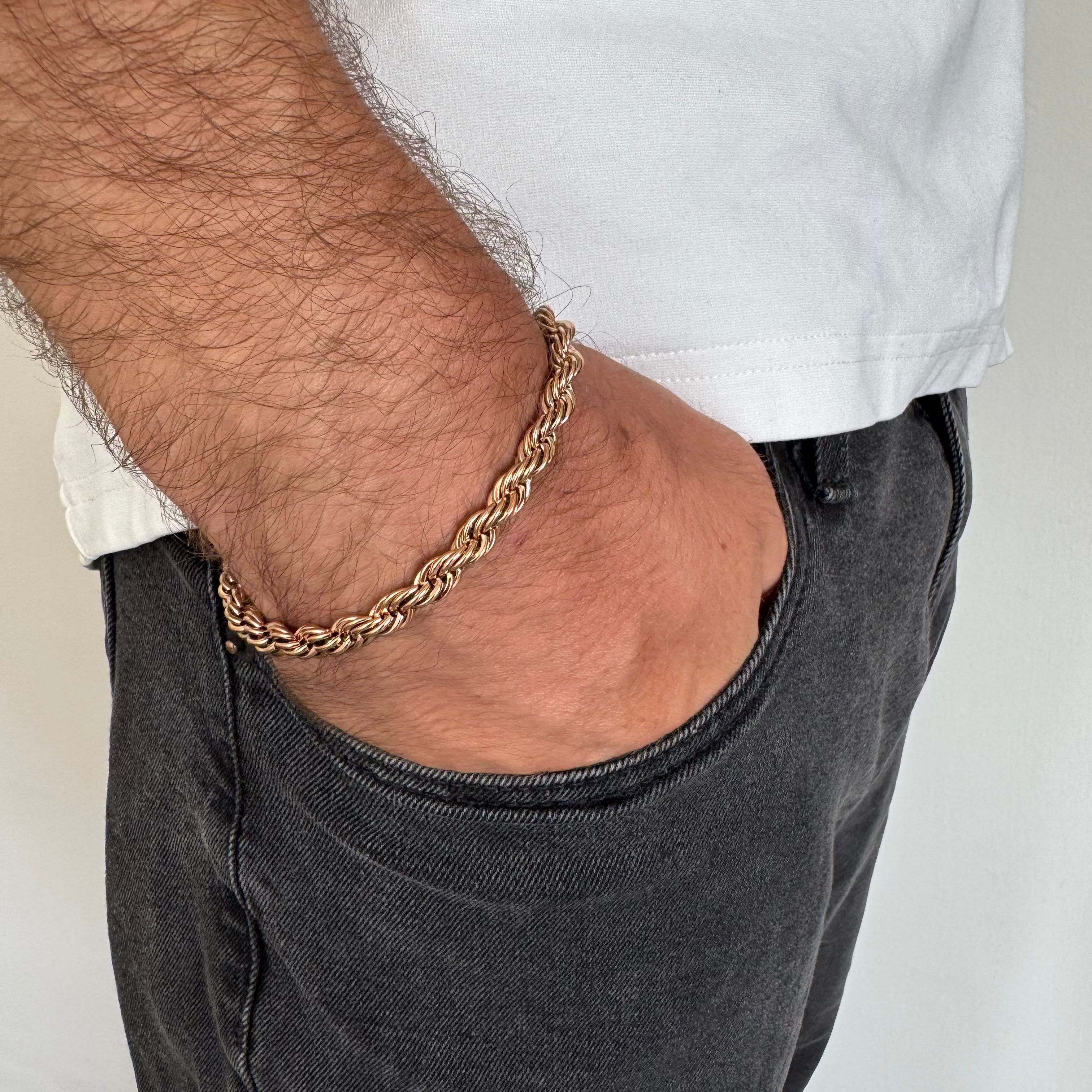 PULSERA TEJIDO LAZO ORO ROSA LAMINADO 18K