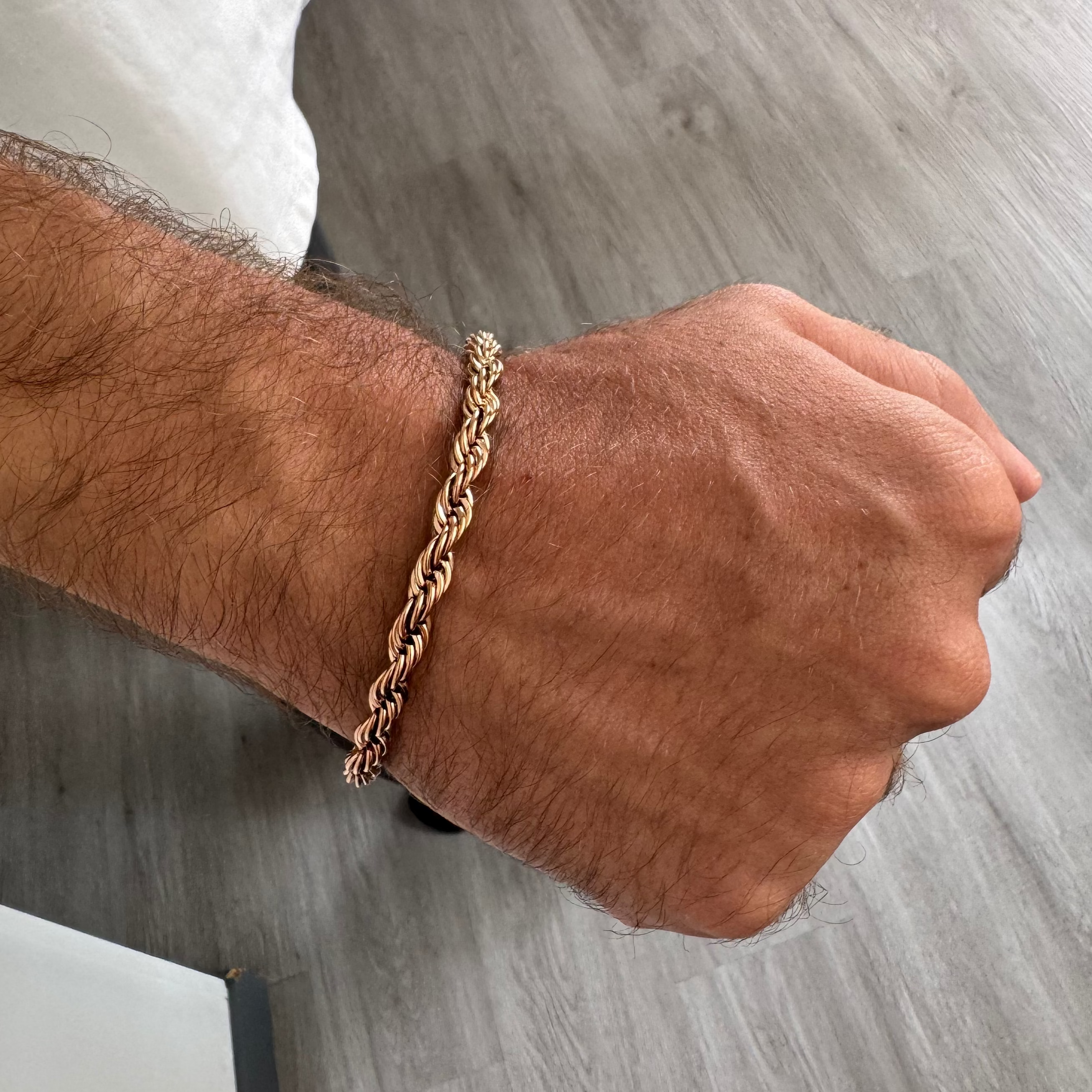 PULSERA TEJIDO LAZO ORO ROSA LAMINADO 18K