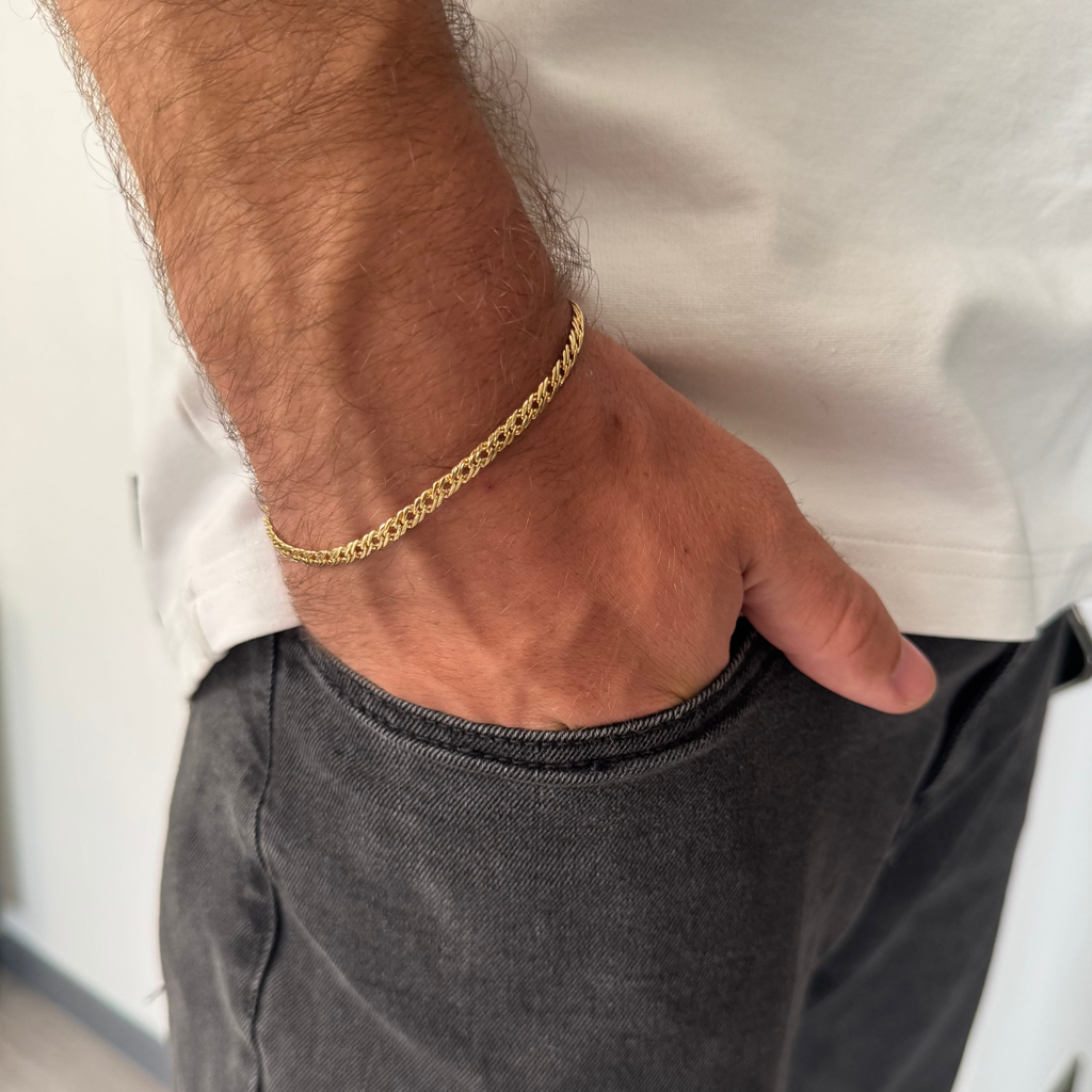 PULSERA ENTRELAZA ORO LAMINADO 18K