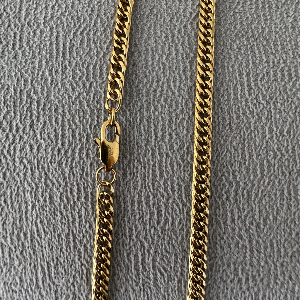 CADENA BARBADA ORO LAMINADO 18K