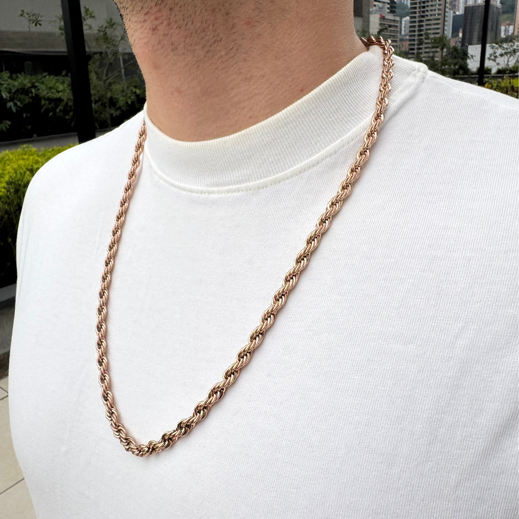 CADENA LAZO ORO ROSA LAMINADO 18K