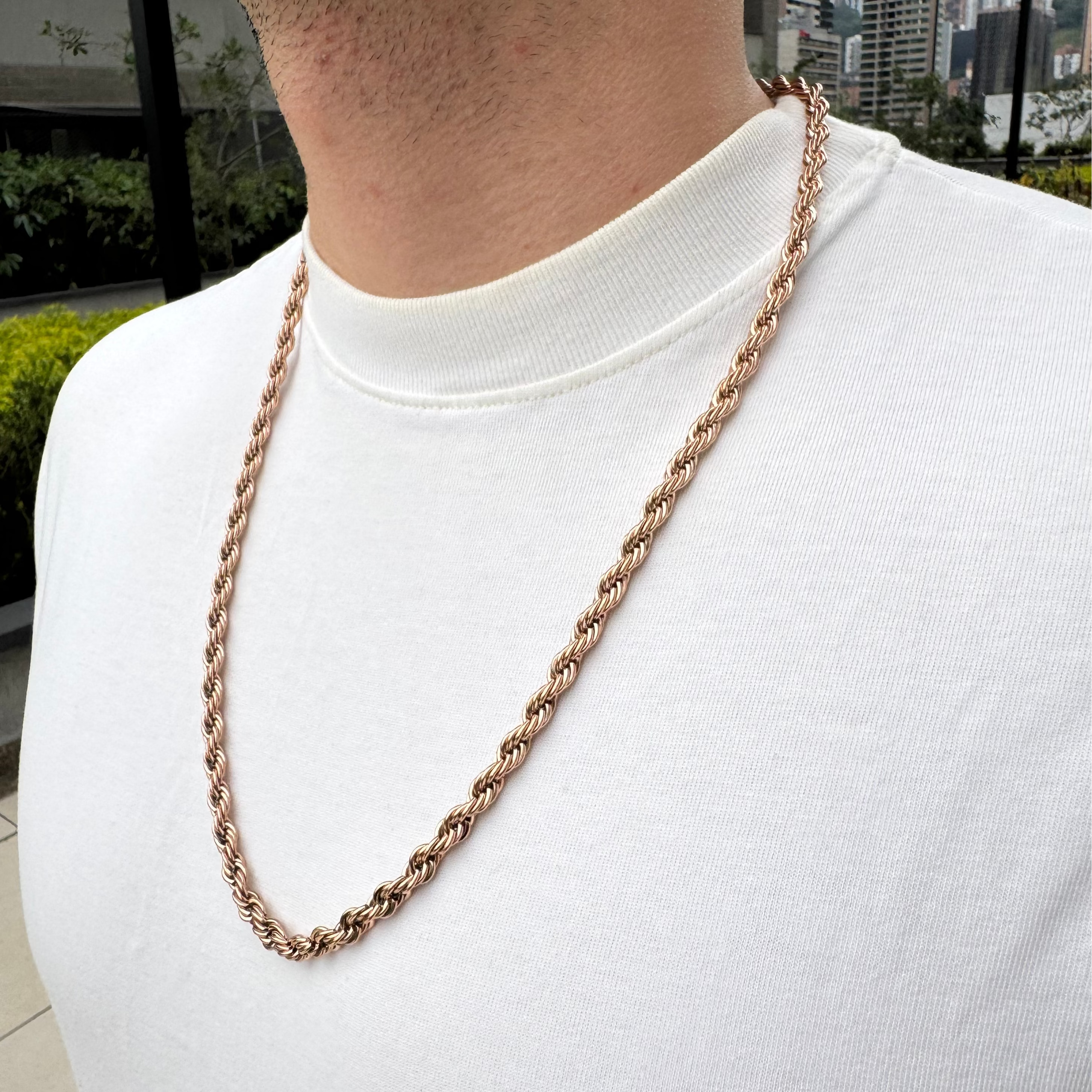 CADENA LAZO ORO ROSA LAMINADO 18K