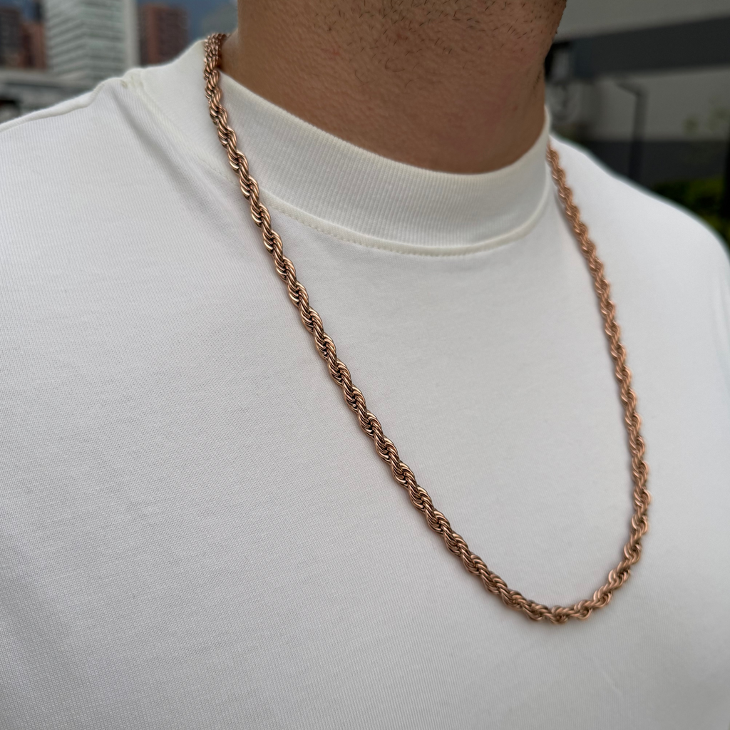 CADENA LAZO ORO ROSA LAMINADO 18K