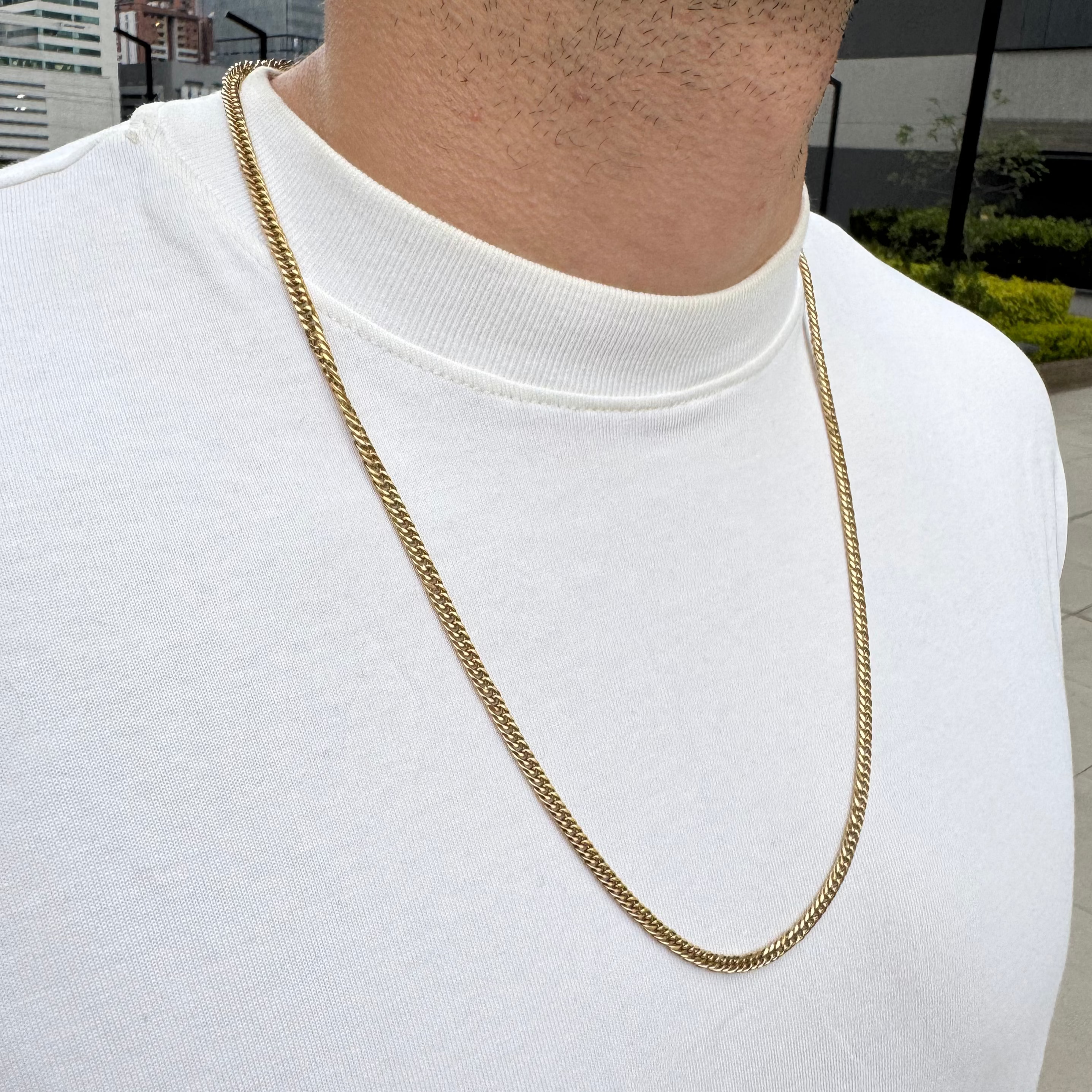 CADENA BARBADA ORO LAMINADO 18K