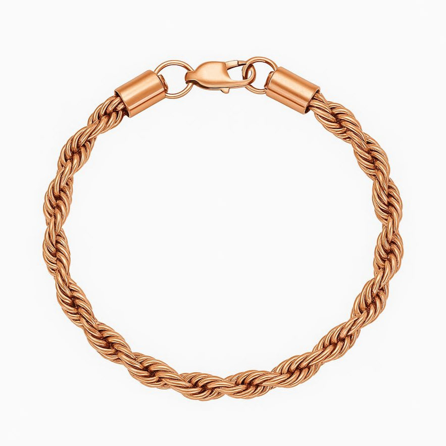 PULSERA TEJIDO LAZO ORO ROSA LAMINADO 18K