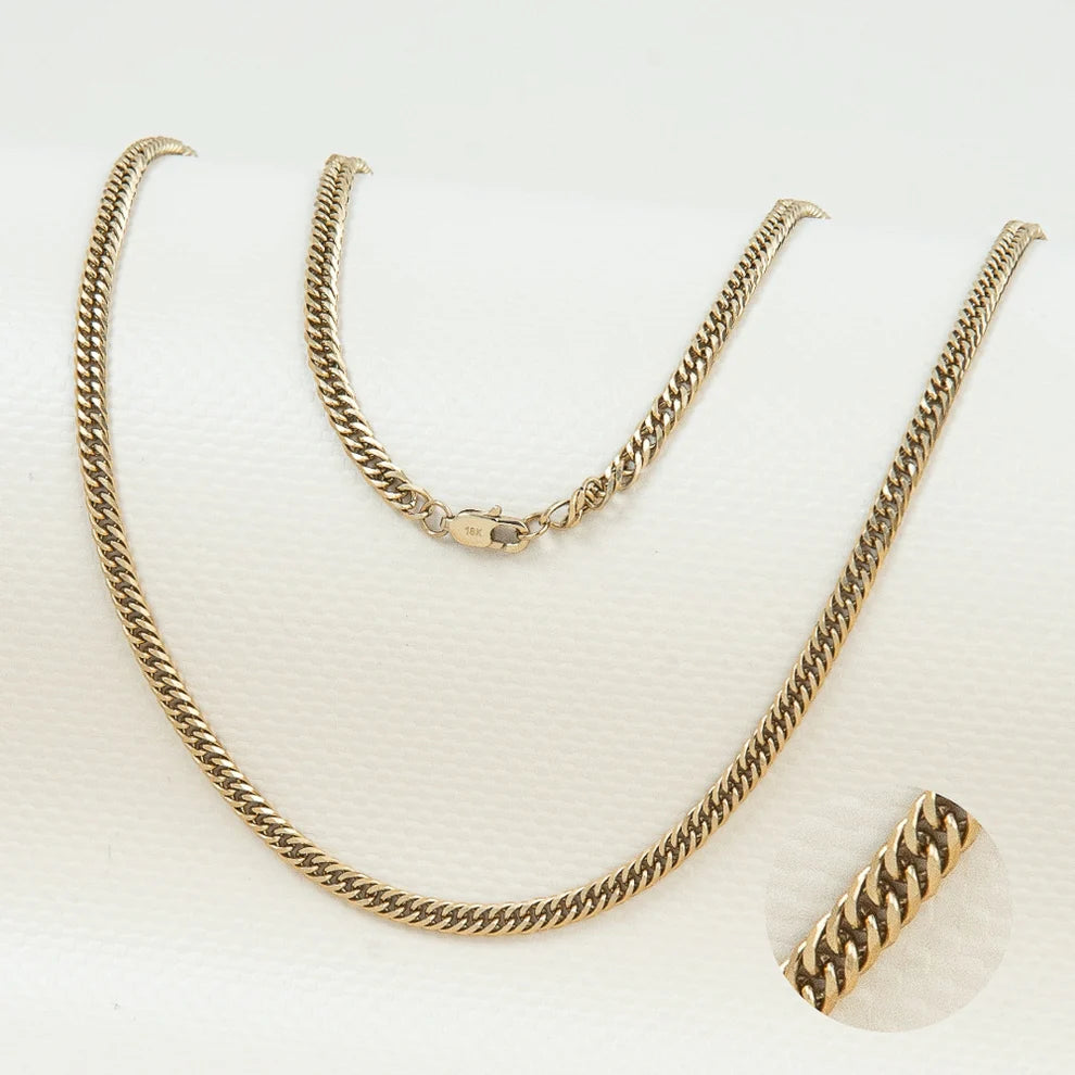 CADENA BARBADA ORO LAMINADO 18K