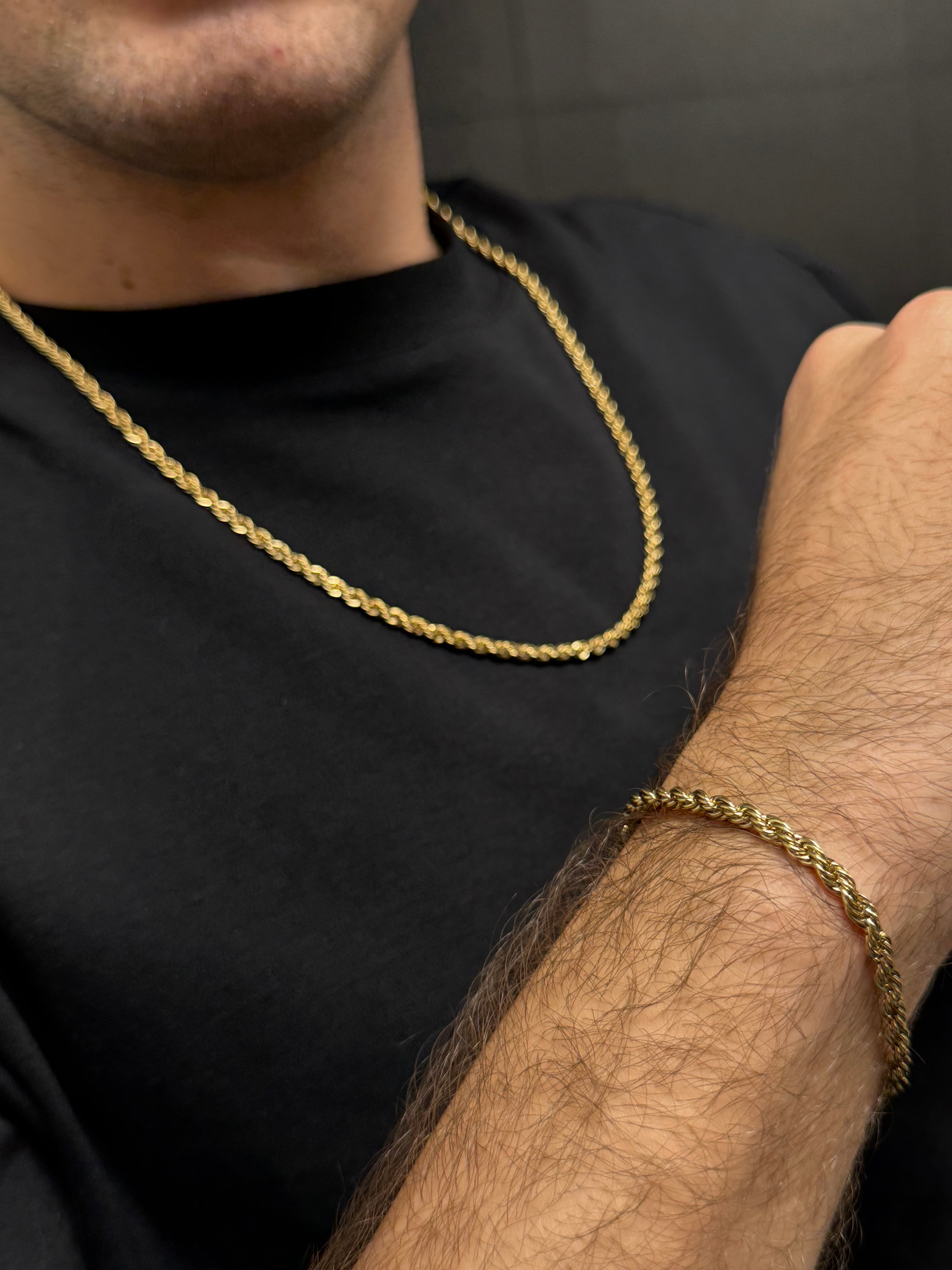 COMBO CADENA + PULSO LAZO ORO LAMINADO 18K