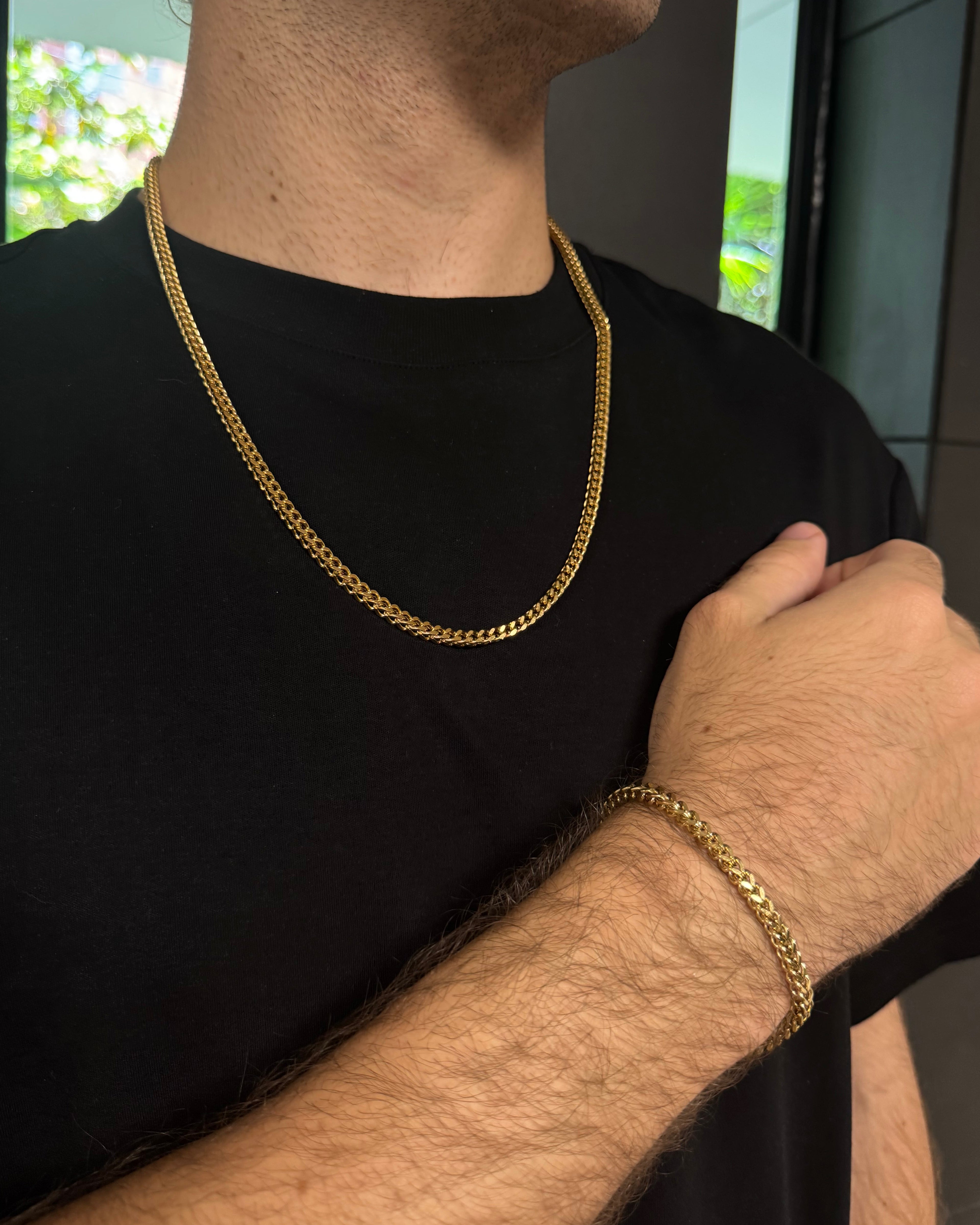 COMBO CADENA + PULSO FRANCO ORO LAMINADO 18K