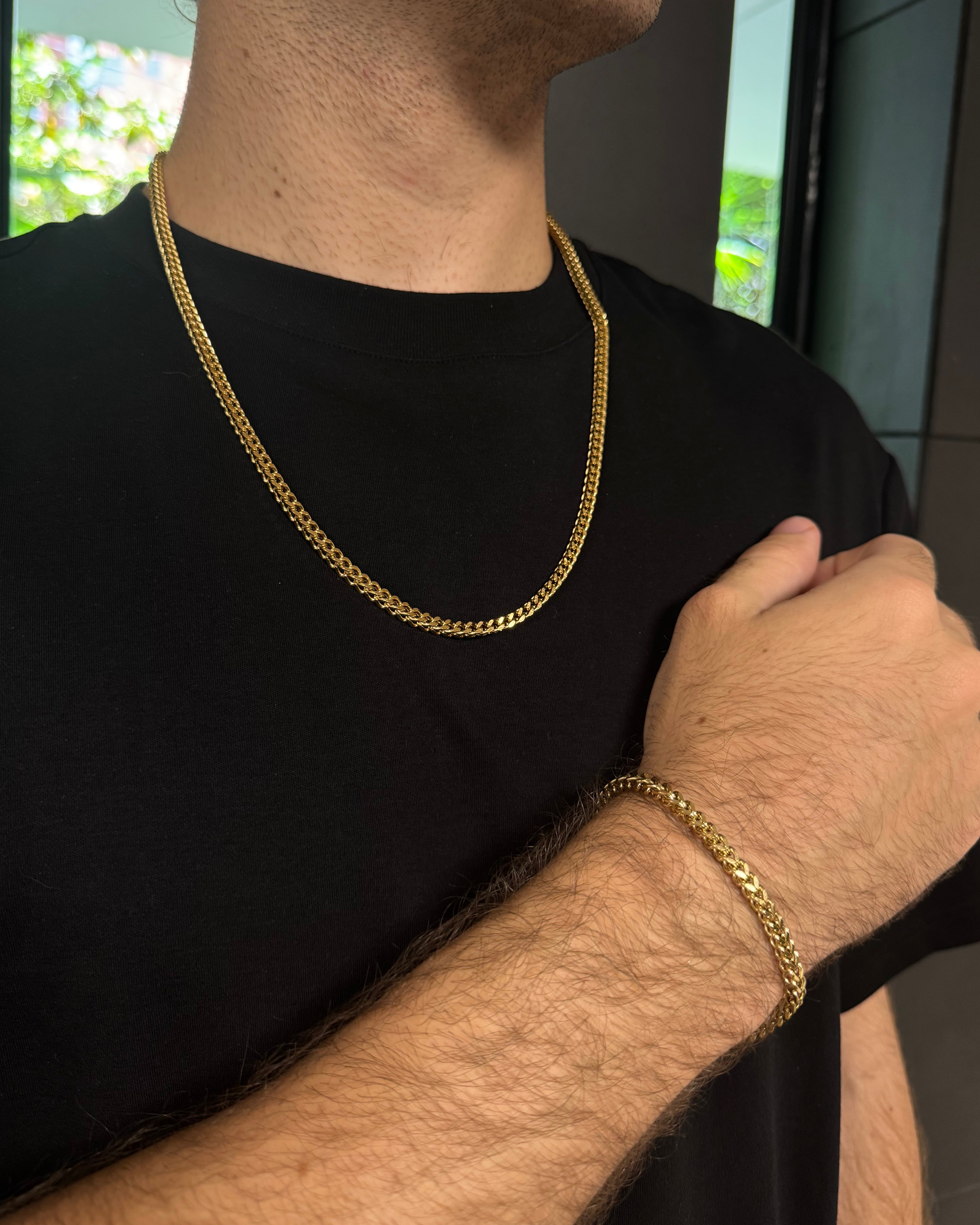 COMBO CADENA + PULSO FRANCO ORO LAMINADO 18K