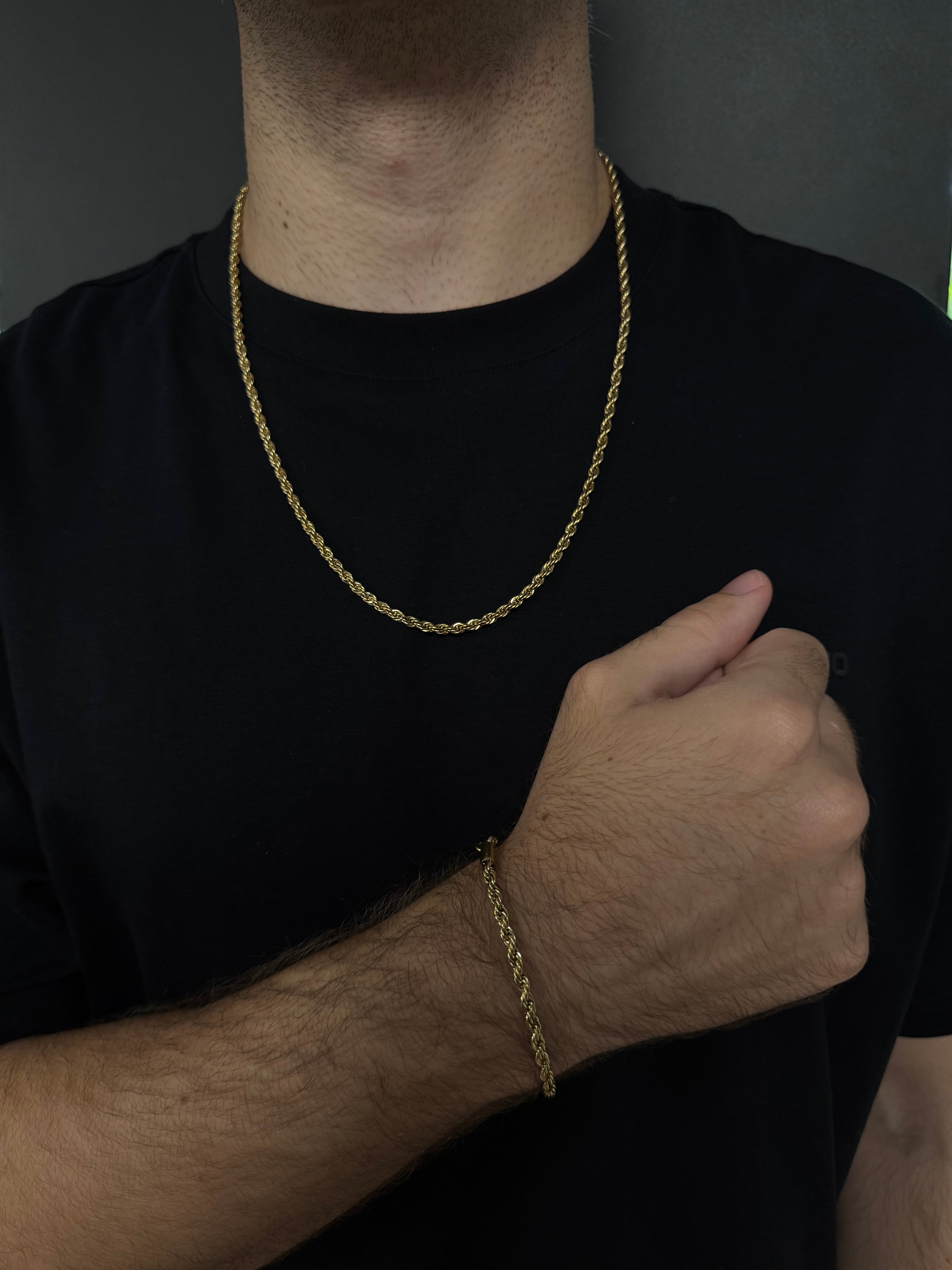 COMBO CADENA + PULSO LAZO ORO LAMINADO 18K