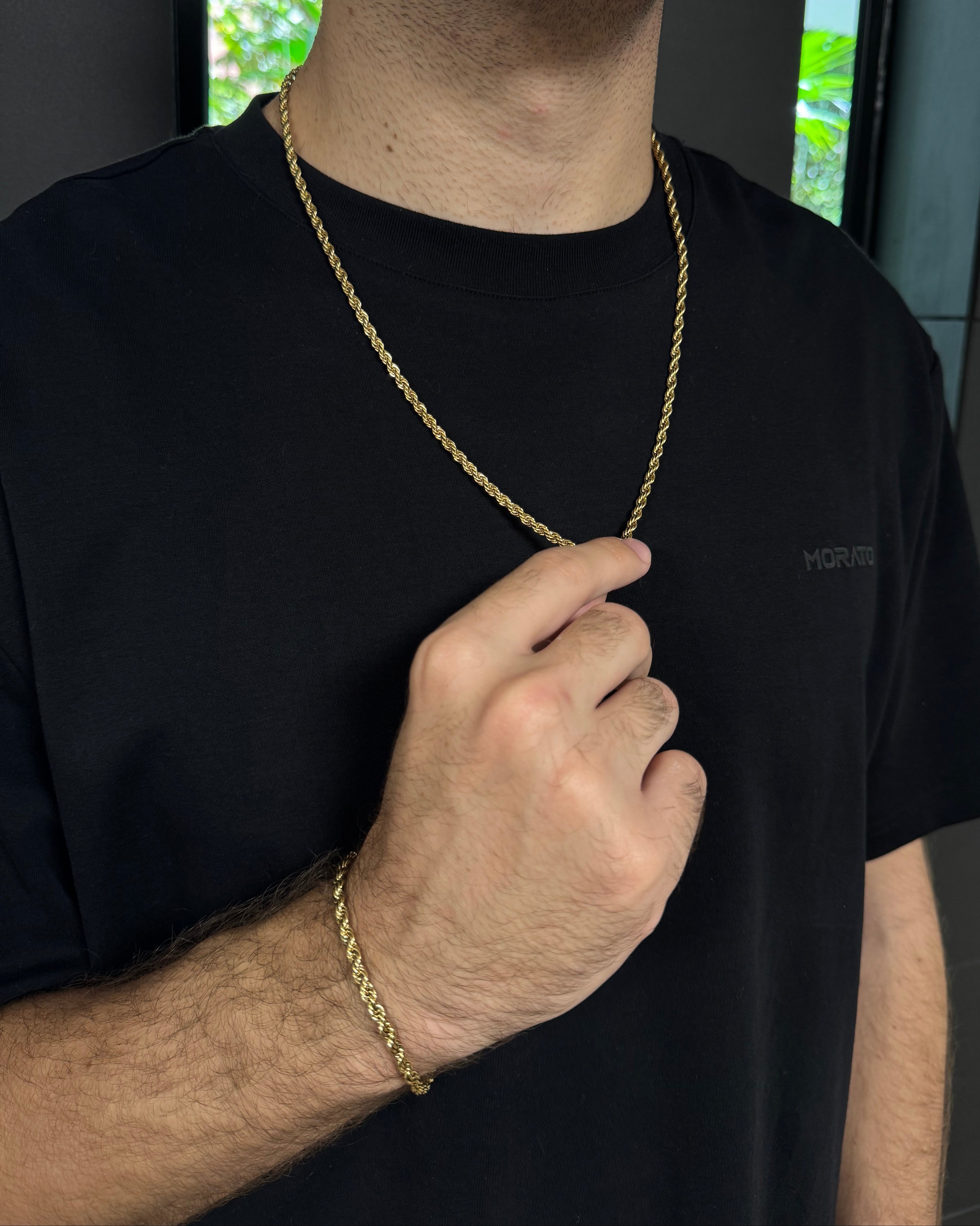 COMBO CADENA + PULSO LAZO ORO LAMINADO 18K