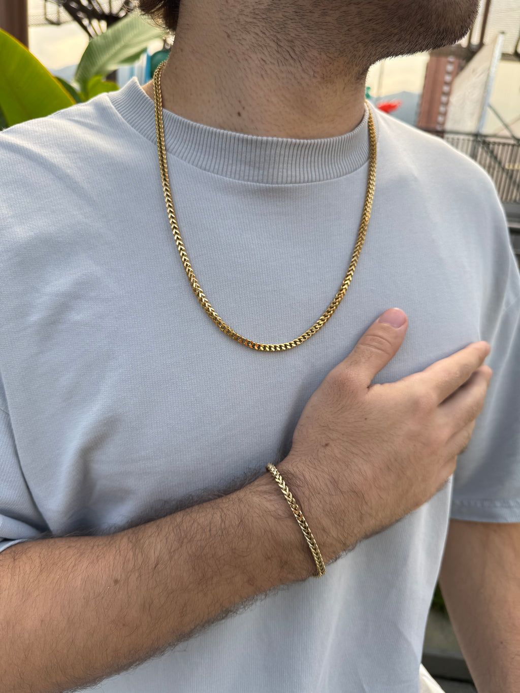 COMBO CADENA + PULSO FRANCO ORO LAMINADO 18K