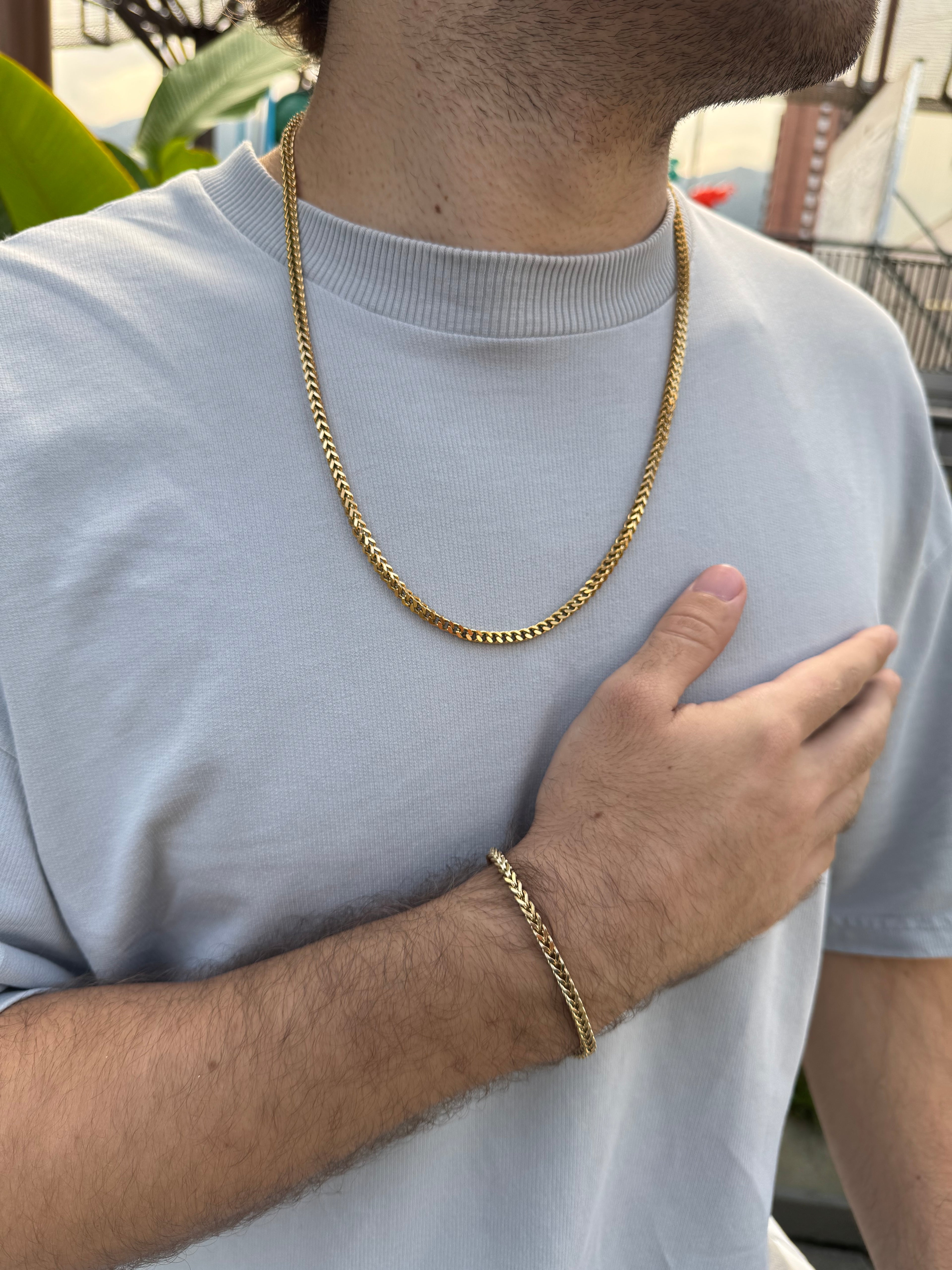 COMBO CADENA + PULSO FRANCO ORO LAMINADO 18K